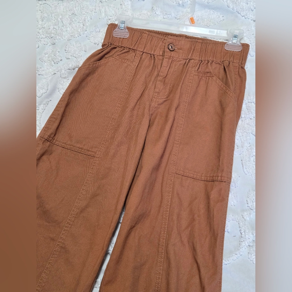 ​Rewash Wide Leg Khaki Pants Brown Rust Coastal Boho Casual 100% Cotton Sz S - Picture 8 of 10
